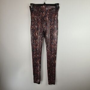 Spanx Snake Shine Faux Leather Leggings Reptile Mocha 20324R Small Women's